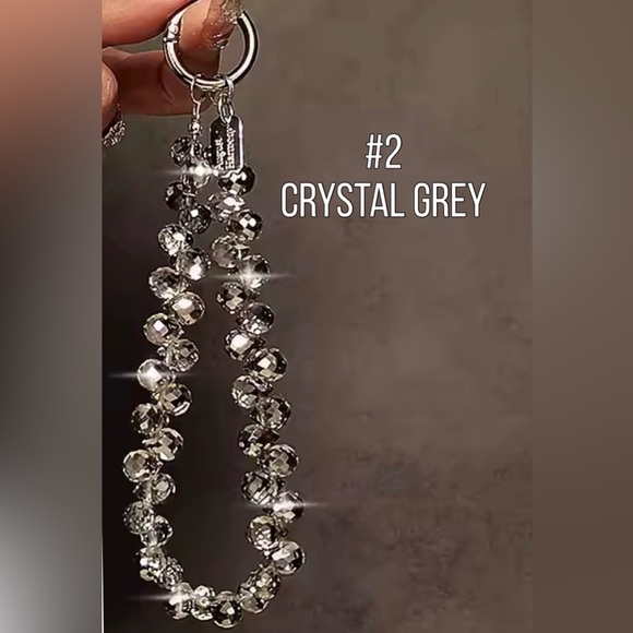 Crystal Beaded Phone Charm Lanyard with 3 attachments, 5 color choices-Pick One! - Picture 5 of 8